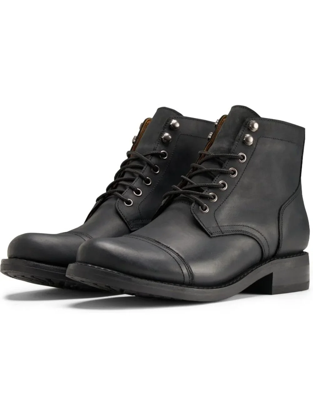 Men's Black Matte Pull Up Cap Toe Comfort Heritage Oxford Ankle Chukka Boot